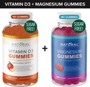 Zuckerfreies Vitamin D3 K2 Gummie (180 Gummie) und Zucker freie extra Stärke Magnesium Gummie (180 Gummie), Vitamin D3 Gummie 5000 IU+K2 MK7 80 mcg, Magnesium Citrat Gummis 500 mg