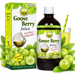 Basic Ayurveda Gooseberry Juice | Pure Amla Fruchtsaft | Kein Zucker Hinzugefügt | Natürliche Quelle von Vitamin C | für Haar, Auge, Zähne & Nägel | 16.23 Fl Oz/480ml