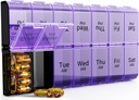 Wöchentlich AM Extra Large Pill Organizer, 7 Tage Pille Case 2 Mal pro Tag, XL Tag Nacht Pille Case zweimal pro Tag, überdimensionale tägliche Medizin Organizer für Vitamin, Pille Container (Purple)