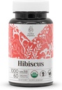Hibiscus USDA Organic 60 Kapseln | Natürliche Nahrungsergänzungsmittel | Zertifizierte organische vegetarische Kapseln und Bio Hibiscus (Hibiscus Sabdariffa) Getrocknete Blume (60 Kapseln)