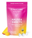 Pink Stork Bio Mango Süßigkeiten mit Vitamin B6 für Morgen Krankheit und Bewegung Krankheit, Hinzugefügt Ginger & Vitamin B6, 1. Trimester Schwangerschaft Must Haves - 30 Wrapped Candies