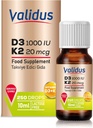 VALIDUS Vitamin D3K2 Tropfen – Hohe Potenz Vitamin D3 + K2 MK-7, 250 Flüssigkeitstropfen, Enhanced Absorption für Knochen & Herz Gesundheit, unterstützt Immunfunktion, Non-GMO, Glutenfrei, einfach zu bedienen, 10 ml