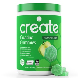 Kreatin Monohydrat-Gummien für Männer und Frauen - Boost Focus, Strength, and Endurance, Anti-Melting-Formel, Vegan, Glutenfrei, Non-GMO, 1.5 Gram Creatine per Gummy (Sour Green Apple, 90 ct)