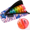 Yaklim Pill Organizer 2 Mal am Tag, Ausgezeichnete Qualität Neopren Reise Pille Box, AM/PM Wöchentliche Pille Container 7 Tag mit tragbaren Reißverschluss Aufbewahrung Cloth Tasche für Vitamin Fish Oils Supplement (Pink)
