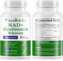 120 Count NAD Plus Supplement, Liposomal Nicotinamid Riboside Kapseln 900MG mit Resveratrol & Quercetin, hohe Reinheit Nicotinamid für Anti-Aging, Zell-Generation/Energie/Immune Booster