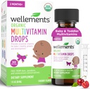 Wellements Organic Baby Multivitamin Drops (1 Fl Oz) - Cherry Flavor Liquid Multivitamines for Infants & Kleinkinds (2 Monate+) - Kleinkind Vitamine für Immununterstützung*, Gesundes Wachstum & Knochenentwicklung*