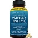 Viva Naturals Triple Strength Omega 3 Fish Oil Pills – 2500 mg High-Potency Formel mit 2250 mg Omega 3 Fettsäuren (einschließlich EPA, DHA, DPA) in rTG Form für Absorption – IFOS Certified, 90 Softgels