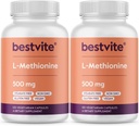 BESTVITE L-Methionin 500mg (240 vegetarische Kapseln) (120x2) - Keine Stearaten - Vegan - Non GMO - Glutenfrei