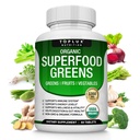 Bio Super Greens Capsules Superfood Fruit Veggie Supplement - 28 leistungsfähige natürliche Inhaltsstoffe mit Alfalfa, Beet Root, Tart Cherry & Ginger für Immun- und Energieunterstützung, für Männer Frauen, 60 Tabletten