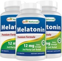 Best Naturals Melatonin 12 mg (1 Jahr Versorgung) - Drug-Free Nighttime Sleep Aid - Melatonin für Schlaf und Entspannung, 365 Count (365 Count (Pack of 3))
