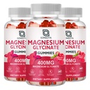 Magnesium Glycinate Gummie 400 mg mit 100 mg Composite Magnesium - Chelat Magnesium Kalium Supplement mit Vitamin D, B6 unterstützt Kalm, Schlaf, Gedächtnis & Muskelkrämpfe,Sugar Free - 180 Gummie