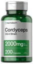 Horbäach Cordyceps Mushroom Capsules 2000mg | 200 Count | CS-4 Strain Cordyceps Sinesis | Non-GMO Kräuterergänzung