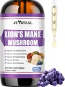 Lions Mane Liquid - Gehirnunterstützung, Energie, Gedächtnis & Fokus - Zucker & Alkoholfreie Lions Mane Ergänzung - 4 Fl OZ, 4 Monate Versorgung, Trauben Geschmack
