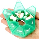 Green Daily Pill Organizer - 7 giorni, 1 volta al giorno, Travel Pill Box con 7 scomparti