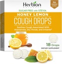 HERBION Naturals Cough Drops, Sugar-Free mit Stevia, Nahrungsergänzung, Soothes Cough, für Erwachsene & Kinder über 6 Jahre, 25 Drops Jeder (18 Count (Pack of 1), Honey Lemon)