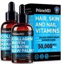 Flüssige Collagen Peptide für Frauen - Serum Complex mit Biotin Vitamin, hydrolysiertem Keratin Protein und Saw Palmetto - Umfassende Formel für Haar, Haut und Nägel Wellness - 2fl oz (Pack von 2)