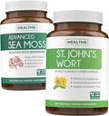 Sea Moss & St. John's Wort (2-Monats-Versorgung) Mood Moss Blend - Organic Irish Sea Moss - Raw Vegan Supplement (180 Caps) & St John's Wort mit leistungsstarken 900mcg Hypericin Vegan Non-GMO (180 Kapseln)