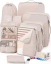 10 Set/8 Set Verpackung Cubes für Reisen, Geschenke für Damen Mom, Anti-Tearing Suitcase Organizer für Gepäck mit Schuh & hängenden Toilettenpapierbeutel,OlarHike Urlaub Essentials & Zubehör für Kreuzfahrtschiff,Cream