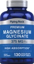 Piping Rock Magnesium Glycinate | 375mg | 130 Count | Premium & High Absorption | Quick Release Softgels | Non-GMO & Gluten Free Formula
