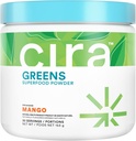 Cira Daily Greens - Natürlich gesüßt, Bio Spirulina Superfood Pulver mit Premium, Antioxidant-Rich Zutaten für Entbloung, Verdauung, & Energie - Mango, 30 Portionen