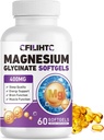 Magnesium Glycinate 400mg Softgels - Hohe Absorption Magnesium Glycinat Ergänzung für Erwachsene & Kinder mit Vitamin B6 & D3 - Unterstützung Schlaf, Stimmung, Gehirn, Nervös, Muskel & Knochen Gesundheit - 60 Softgels