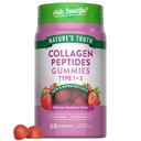 Nature's Truth Collagen Peptide Gummi für Frauen | 60 Count Type 1 und 3 | Erdbeeren Flavor | Non-GMO & Gluten Kostenlose Ergänzung