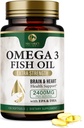 Omega 3 Fischöl Pillen 2400mg - Dreifache Stärke Omega 3 Fischöl-Ergänzungen - Beste EPA & DHA-Fettsäuren für Gehirn & Herz-Gesundheit Unterstützung, Nature's Omega3 Supplement, 60 Tage Versorgung - 120 Softgels