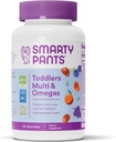 SmartyPants Kleinkind Multivitamin Gummis: Omega 3 Fischöl (EPA/DHA), Vitamin D3, C, Vitamin B12, B6, A, K & Zink, Biotin, Beta Carotene, Glutenfrei, Drei Obst Geschmacksrichtungen, 90 Count (30 Tage Versorgung)