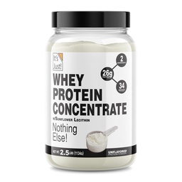 Es ist Just! - 100% Whey Protein Konzentrat, Made in USA, Premium WPC-80, Ohne Zusatz von Aromastoffen oder künstlichen Süßungsmitteln (2.5 Pfund, Unflavored)