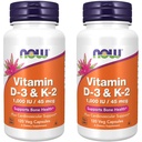 JETZT Lebensmittel Vitamin D-3 & K-2, 120 pflanzliche Kapsel (2 Packung)