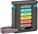 Wöchentliche Pille Organizer, 1 Dispenser, 7 Stapelbare Komponenten Four Times-a-Day - Morgen, Mittag, Abend, und Bedtime, Schwarz