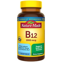 Natur Made Vitamin B12 1000 mcg, Nahrungsergänzungsmittel für Energie Metabolismus Unterstützung, 90 Softgels, 90 Tage Versorgung