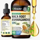BIO KRAUTER Maca Root und Ashwagandha Tinktur - Maca & Ashwagandha Ergänzungen für Männer & Frauen - Flüssige Ergänzung für Moodunterstützung - Alkohol und Zuckerfrei - Vegan Tropfen 2 Fl.Oz.