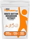 BulkSupplements.com Weißer Knopf Pilz-Extrakt Pulver - Pilz-Ergänzung, Agaricus Pilzpulver - Glutenfrei, 500mg pro Servierung, 250g (8.8 oz) (Pack mit 1)