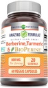 Erstaunliche Formeln Berberine Turmeric & Bioperine 800mg Pro Servieren 60 Veggie Kapseln Ergänzung | Non GMO | Gluten Free Made in USA | Ideal für Vegetarier