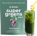 Super Greens Pulver mit 50+ Superfoods – Täglich Grüner Saft für die ganze Familie – Köstliche grüne Pulver-Mischung – Schwarze Kirsche Flavor - 10 Servierungen