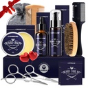 Lionmane Bart Pflege Weihnachts-Geschenk-Kit für Männer, Bart Mustache Grooming Kit-Beard Balm, Bart Wash, Bartöl, Bürste, Scheren, Geburtstag Jubiläum Thanksgiving Geschenke für Ehemann/Boyfriend/Dad/Him