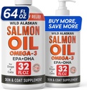 StrellaLab 64 OZ Lachsöl für Hunde - Omega 3 für Hunde & Katzen, Itch & Allergy Relief, Wild Alaskan Lachsöl Hunde Haut & Coat, Hunde Fischöl Flüssigkeit, Shedding Supplement EPA & DHA Fettsäuren - 2Packs