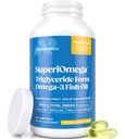 Triglycerid Omega 3 Fischöl – High EPA & DHA für Auge, Gelenk, Herz &amp; Gehirn Unterstützung – Omega-3 Fettsäuren - Lemon Flavor – 180 Softgels – 90 Tage Versorgung
