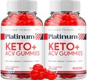 (2 Pack) Platinum Keto ACV Gummies - Advanced Formula Platinum Keto Plus ACV Gummis Apple Cider Essig Platinum ACV Gummies Nahrungsergänzungsmittel Bewertungen Männer Frauen (120 Gummi)
