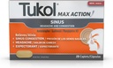 TUKOL Max Action Sinus, Caplets de congestion et de pression pour la douleur, soulagement des maux de tête, expectorant, non somnolence, 20 Compte
