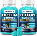 2 Pack Vegan Biotin Gummis für Haare, Haut und Nägel - 20.000 mcg pro Servieren, Geeignet für Damen & Herren - 120 Gummis