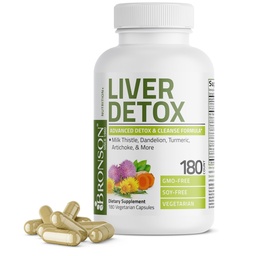 Bronson Liver Detox Advanced Detox & Cleansing Formula unterstützt Gesundheit Liver Funktion mit Milchdistel, Dandelion Root, Turmeric, Artichoke Leaf & More, Non-GMO, 180 vegetarische Kapseln