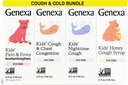 Genexa Kids' Clean Cough Medicine & Honey Cough Syrup, Pain & Fever Reducer Wert 4-Pack, Dye Free, 0% Künstliche Zusatzstoffe, Hustenpflege für Kinder, Fever & Pain Reliever, 16 fl oz (4 Flaschen)