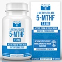 L-Methylfolat 7.5 MG, Optimiertes und hochbioaktives Methyl Folat, 5-MTHF-Ergänzung für Mood und Immununterstützung, natürliche Ernährungsergänzung für Energie, nicht-GMO & Glutenfrei, 90 Kapseln