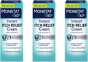 Monistat Pflege Instant Itch Relief Creme | Max Stärke | Kühlt & Beruhigt | Verpackung Mai Vary | 1 Unze Jedes | Paket von 3