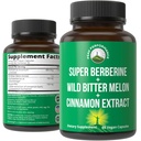 Ultra High Strength 4-In-1 Super Berberine patentierte GlucoVantage + Wild Bitter Melon + Cinnamon Extrakt + Chrom Picolinate Vegan Kapseln. Große Ergänzung zur Unterstützung von After-Meal Spikes und Energie