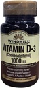 Windmühle Natürliche Vitamine Vitamin D-3 Cholecalciferol 1000IU Nahrungsergänzungsmittel 100 Tabletten (Pack von 2)
