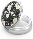 Pill Box 3 Compartiment petit cas de pilule, Portable pour Pocket ou Purse Pill Organizer Porte-conteneur Pill pour tenir les vitamines, les médicaments, l'huile de poisson et les suppléments (Élégantes fleurs)