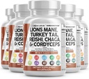 Saubere Nutraceuticals Lions Mane 20in1 Pilzergänzung mit Türkei Tail Reishi Cordyceps Chaga Maitake Meshima Poria Cocos Shiitake Oyster Porcini Enoki (5)